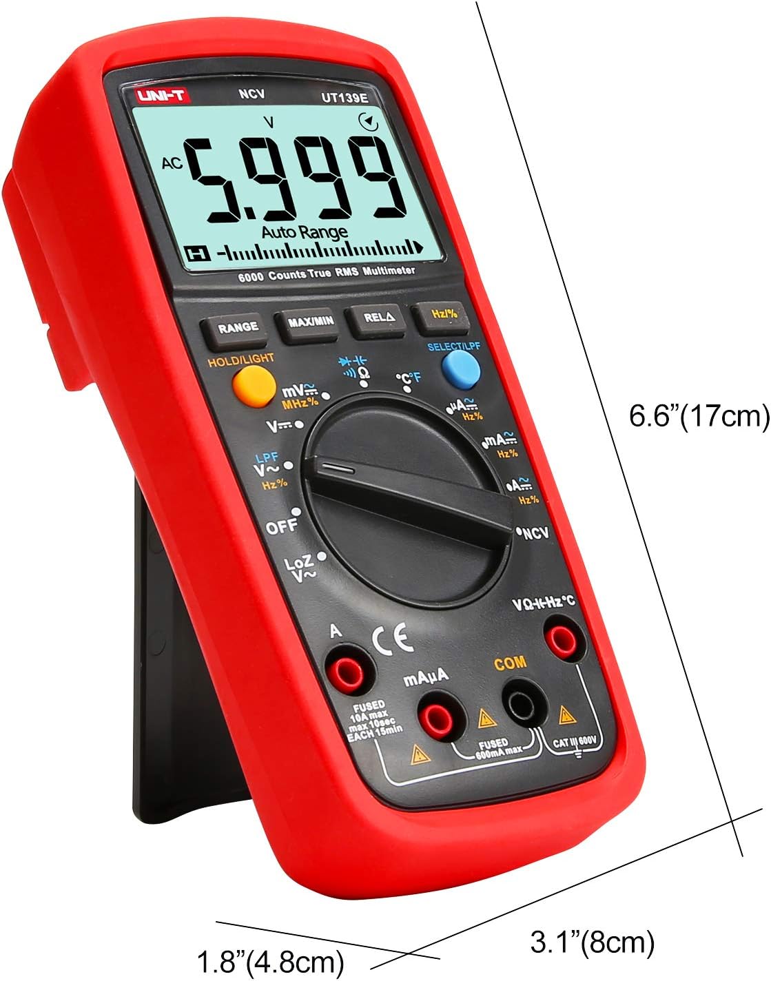 True RMS Digital Multimeter 6000 Counts AC DC Voltage Current Resistance Capacitance Frequency Temperature U1537