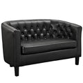 Black Faux Leather Tufted Loveseat C157