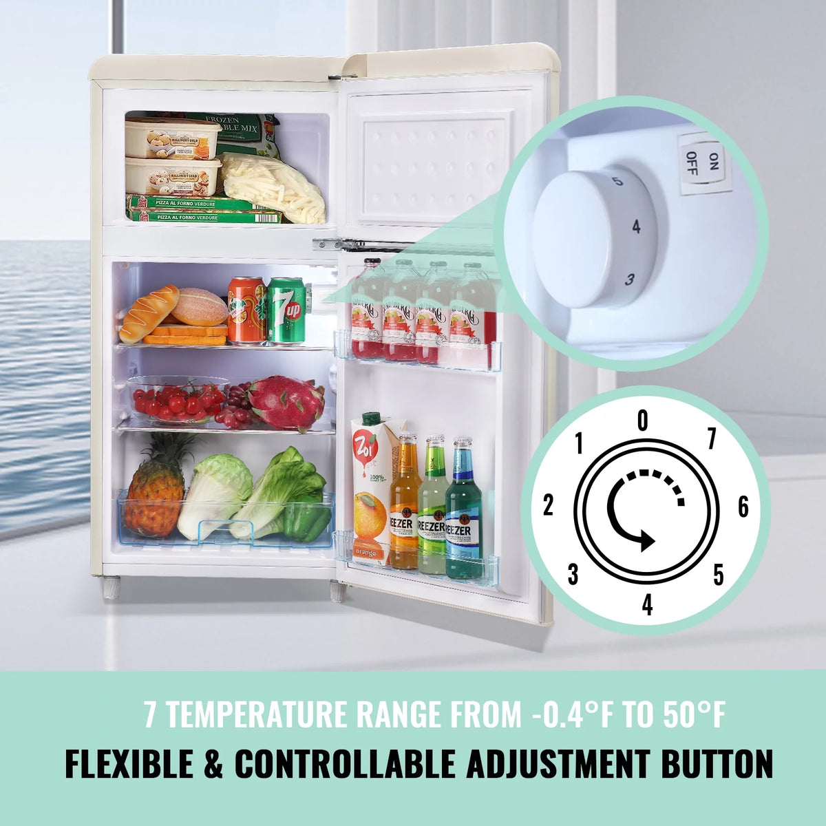 Mini Refrigerator Dual Door Fridge with Handle I6967