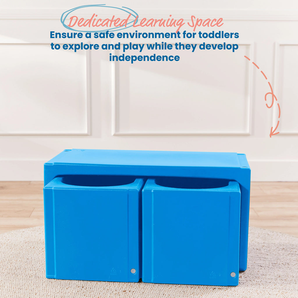 Blue 3-Piece Table and Cube Chair Set O783314