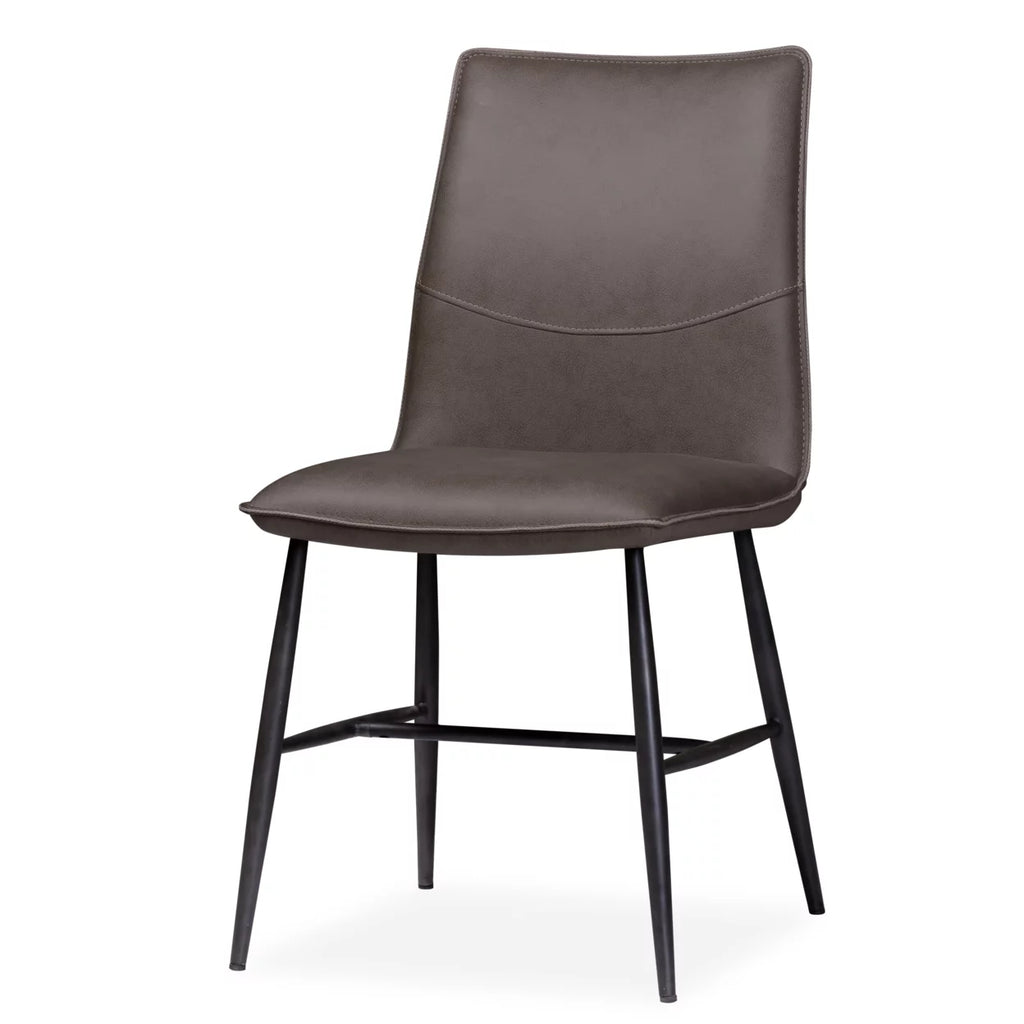 Leather Upholstered Metal Chair Set of 2 Latte Brown and Black O953741