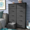 10 Drawer Black Grey Fabric Dresser O42331