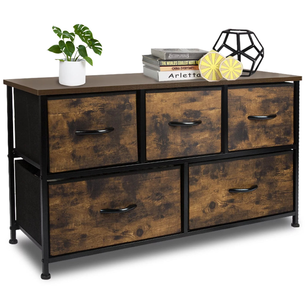 5 Drawer Fabric Dresser Storage Tower Cabinet I121