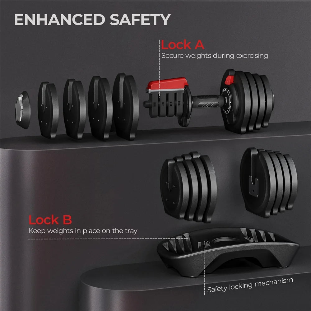 Adjustable Dumbbell Set with Tray F53720