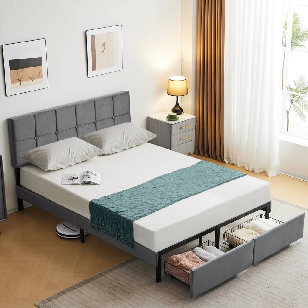 Full Size Platform Bed Frame with 2 Drawers V36256