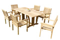 Teak 7 Pc Dining Set with Folding Table and 6 Stacking Arm Chairs K6610