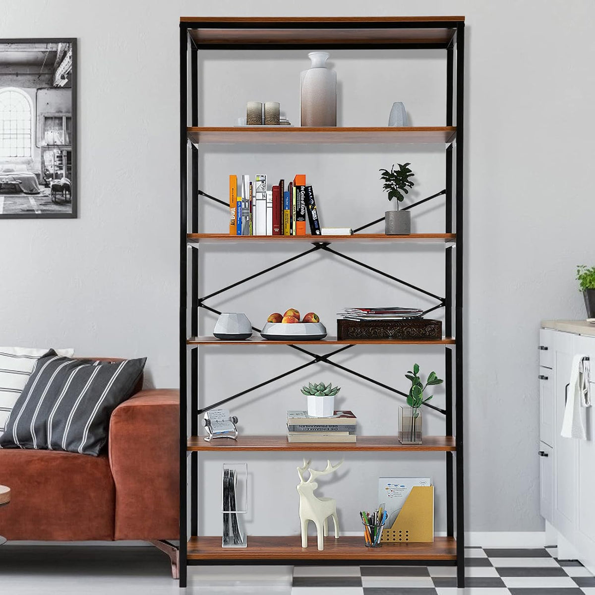 5-Tier Industrial Bookshelf U311