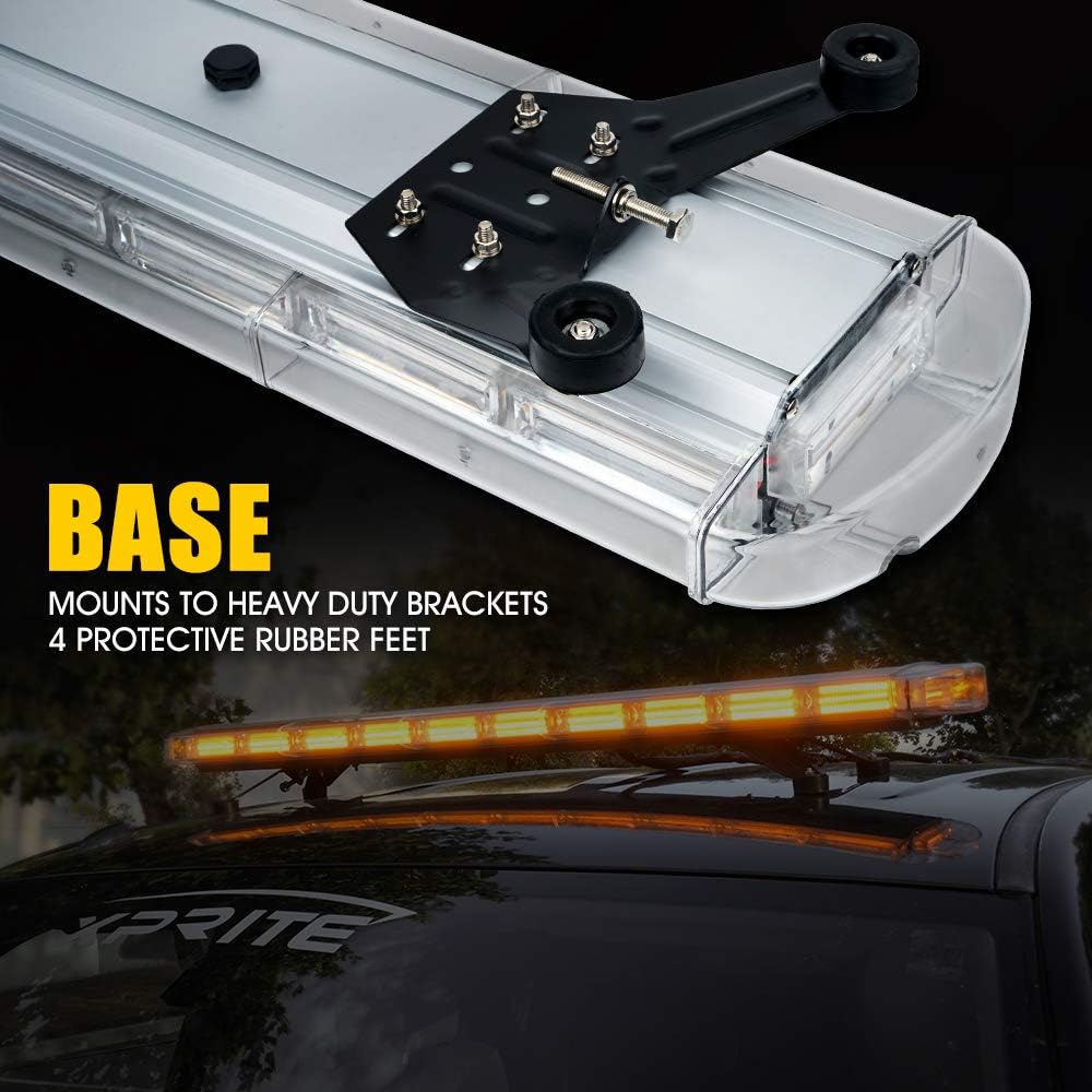 47 Inch COB LED Amber Rooftop Emergency Strobe Lights Bar with Adjustable Mounting Brackets S724