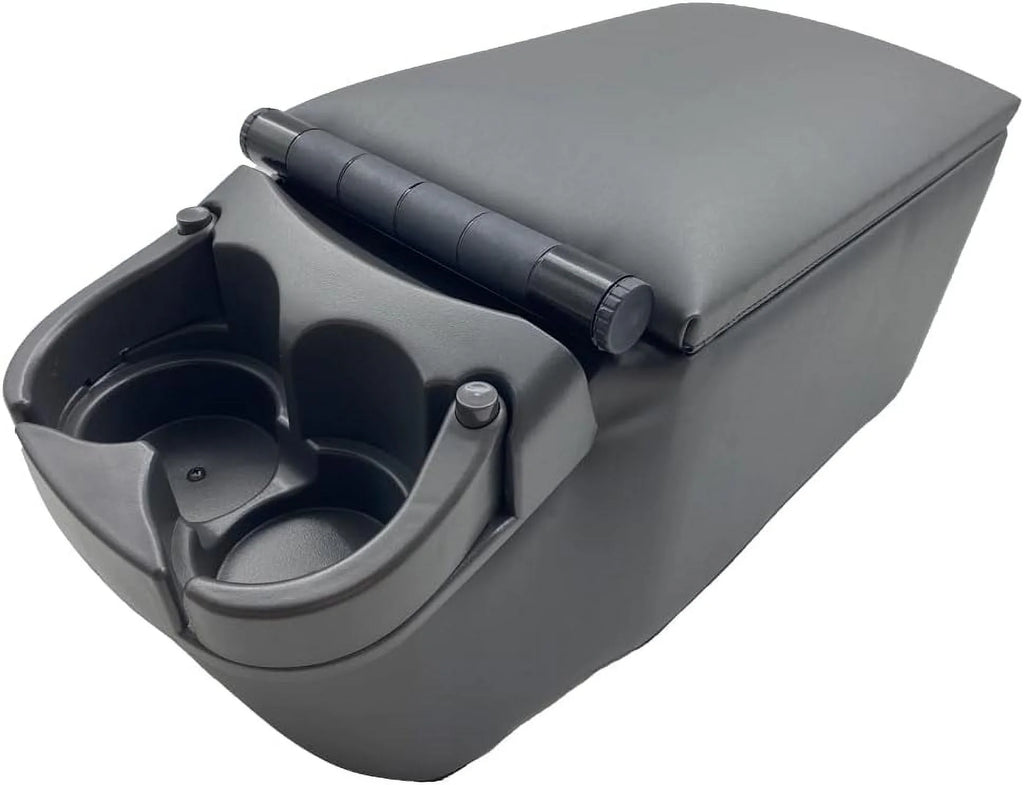 Truck Seat Console Organizer with Cup Holders and Padded Lid, Grey X131