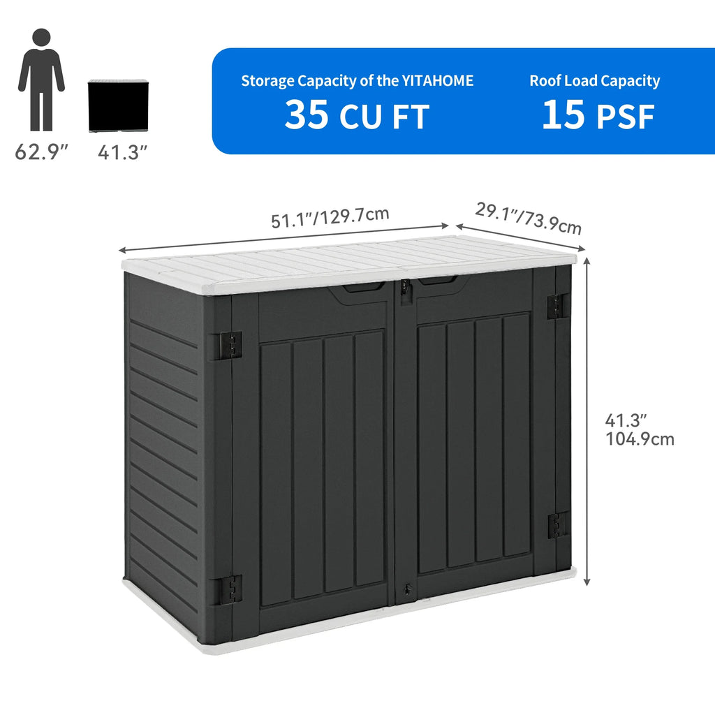 Weather Resistant Resin Storage Shed 35 Cu ft V376664
