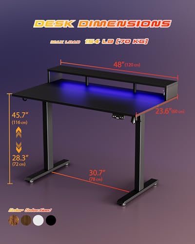 48 x 23 Inches White Electric Standing Desk with 2 Drawers I569
