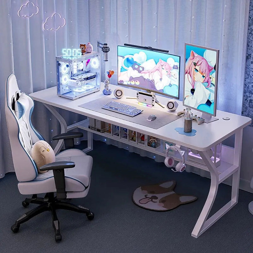White Computer Desk and Chair Set B159