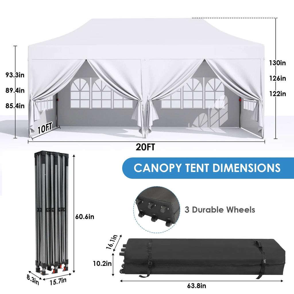 10' x 20' White Pop up Canopy Tent O4038