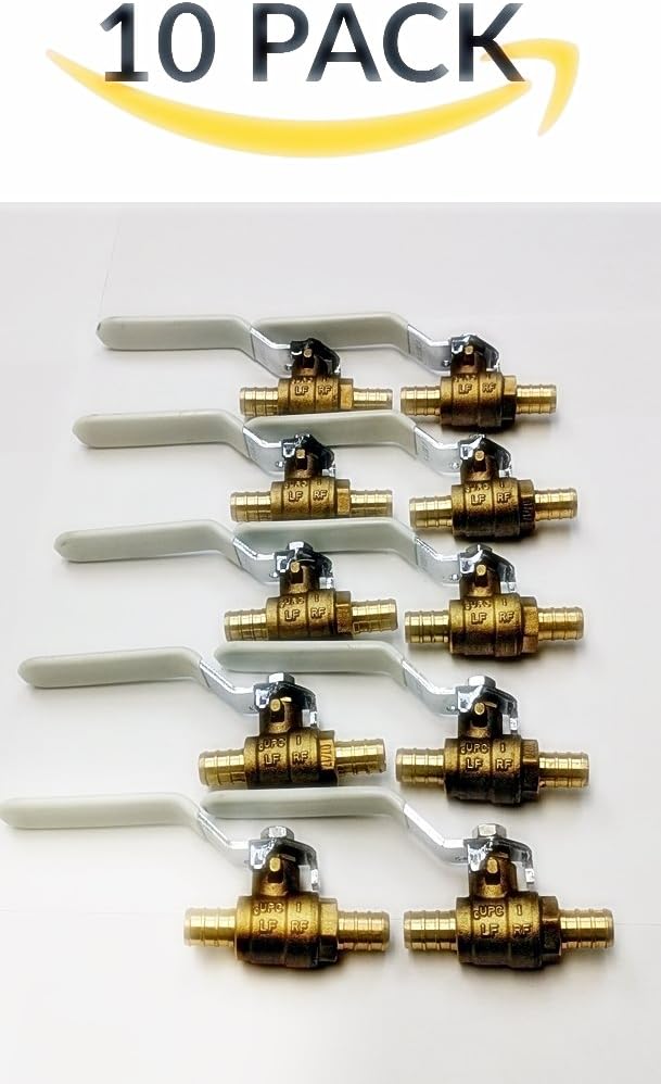 1/2" PEX Brass Ball Valve, Lead Free, Pack of 10 U163
