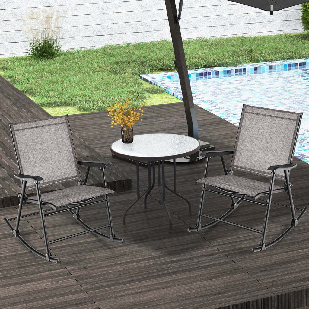2pcs Patio Folding Rocking Chair Metal Frame E959266