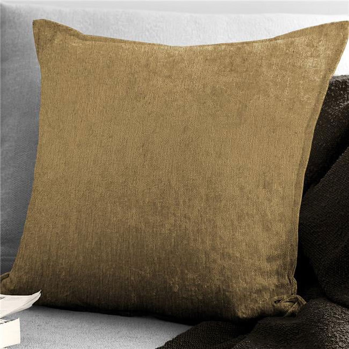 Juno Velvet Square Decor Pillow with Feather Insert, Gold - 24 in. D1780