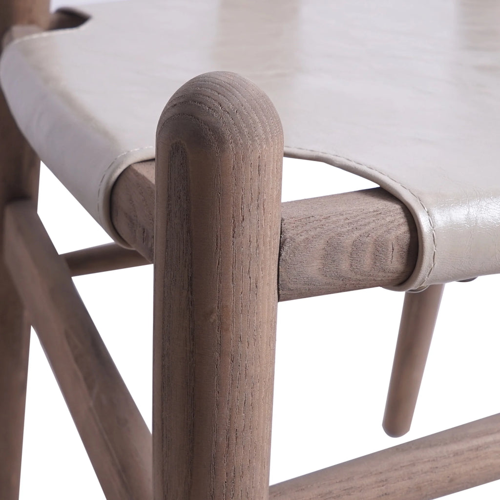 Tan Faux Leather and Wood Dining Chairs, Set of 4 F672