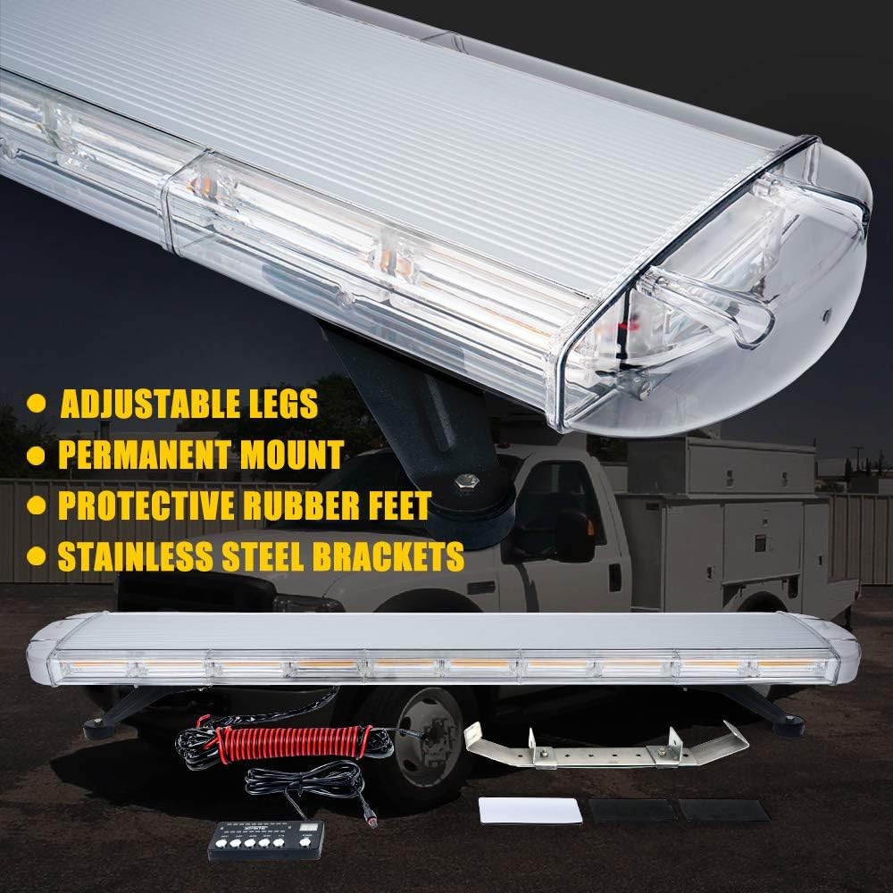47 Inch COB LED Amber Rooftop Emergency Strobe Lights Bar with Adjustable Mounting Brackets S724