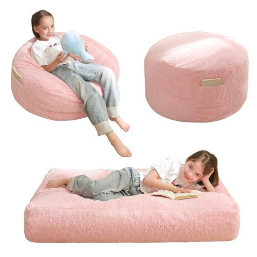 Beige Convertible Bean Bag Chair Bed S307