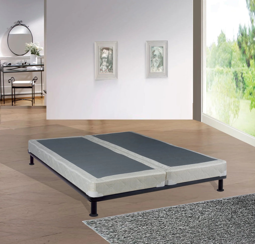 Fully Assembled Wood Box Spring for Mattress, Queen, White G2759