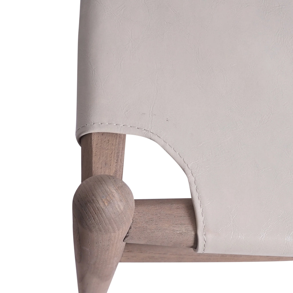 Tan Faux Leather and Wood Dining Chairs, Set of 4 F672