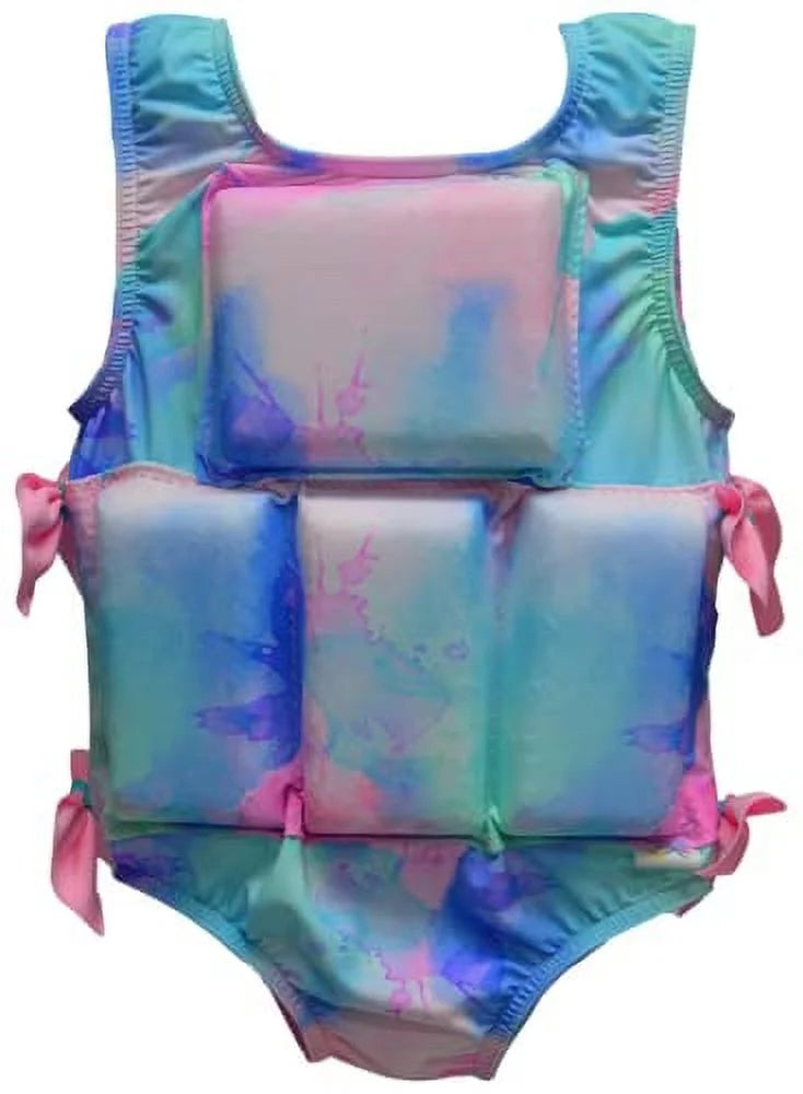 Pastel Paint Splatter Girl's Swimwear Flotation Life Vest Swimsuit F2036