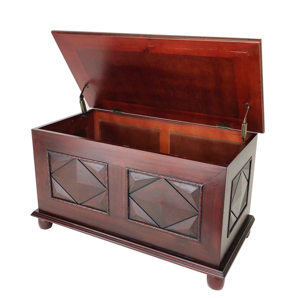 Dark Brown Wooden Trunk Chest with Hidden Storage N2183