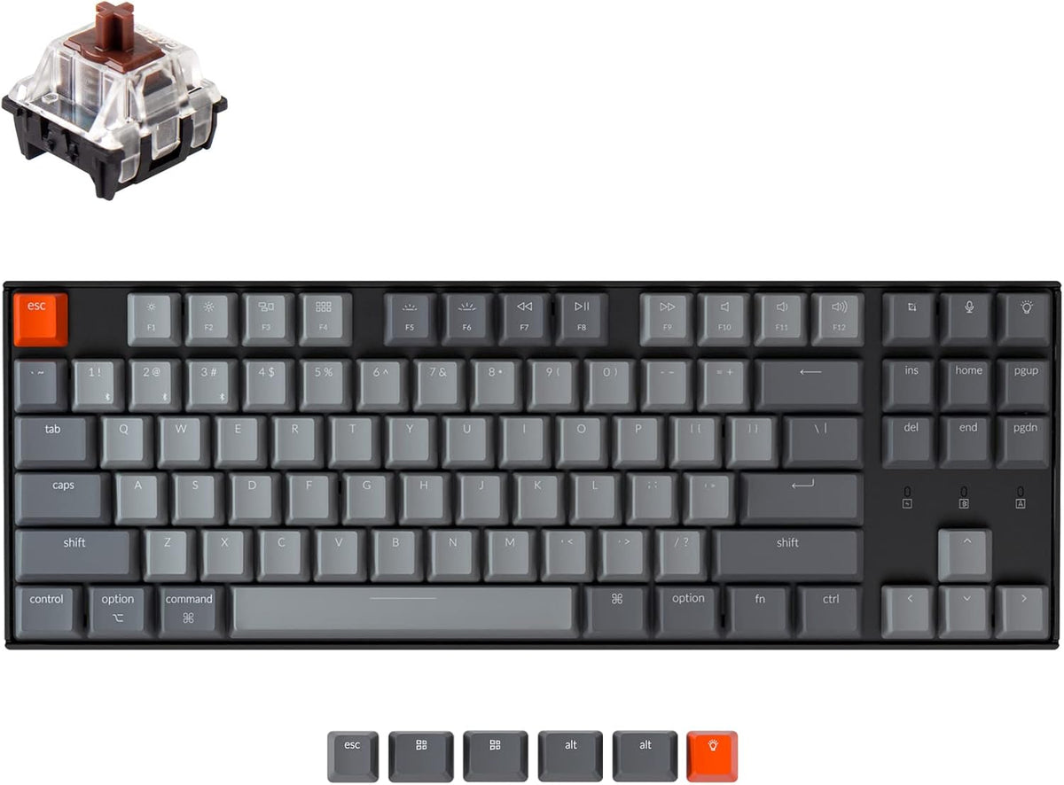 87 Keys Tenkeyless Wireless Mechanical Keyboard with White LED Backlight F394006