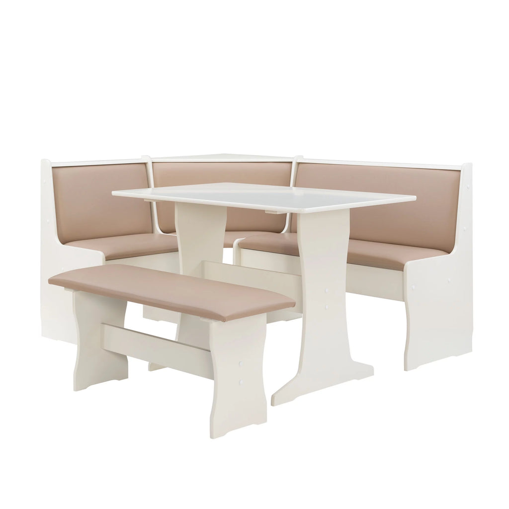 Tan Dining Table and Bench Set with Storage Y58931