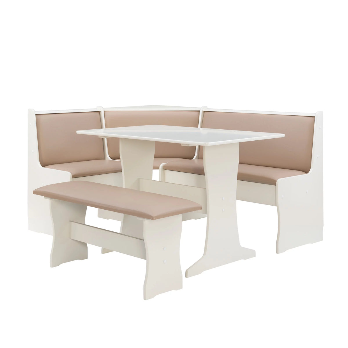 Tan Dining Table and Bench Set with Storage Y58931