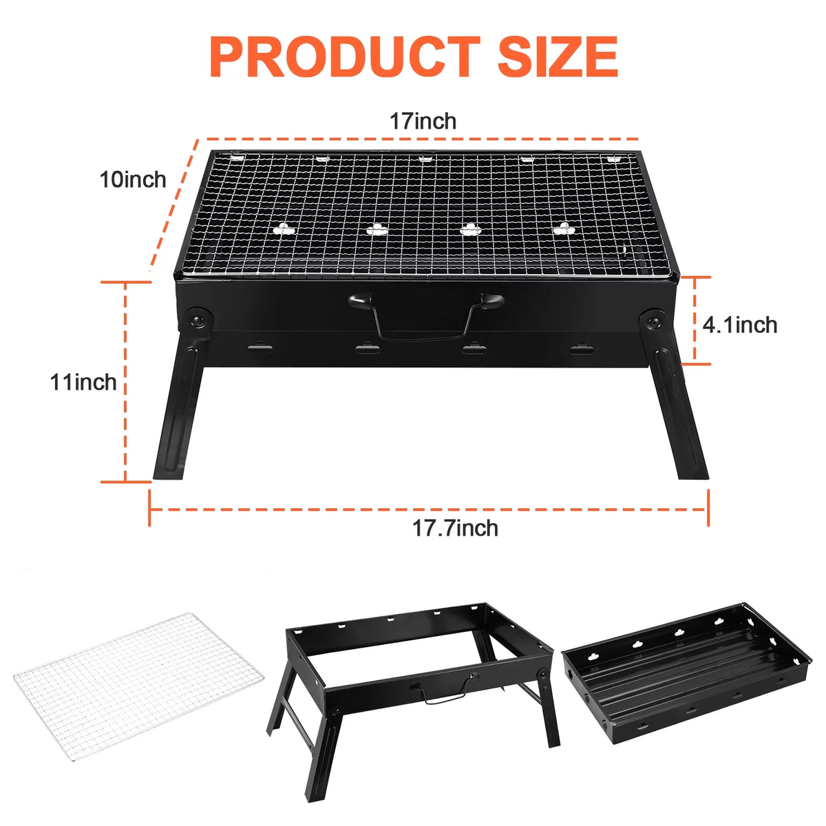 Foldable Metal Charcoal BBQ Grill X3406