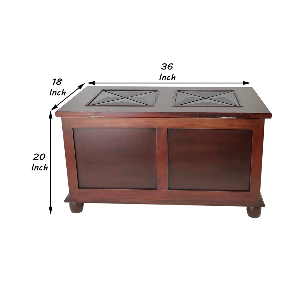 Dark Brown Wooden Trunk Chest with Hidden Storage N2183