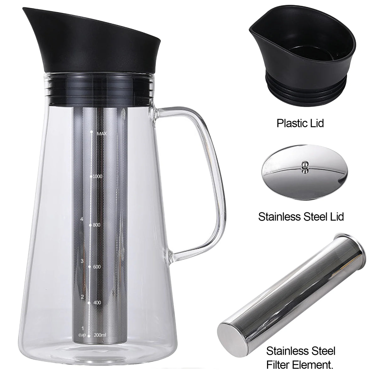 Cold Brew Maker Glass Stainless Steel Kettle R58102