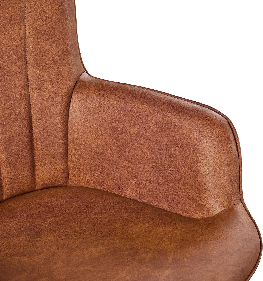 Brown PU Leather Armchair with Metal Legs R62962