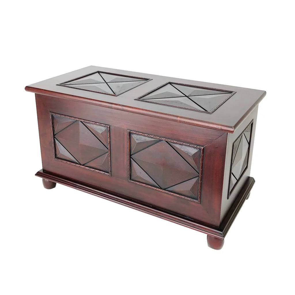 Dark Brown Wooden Trunk Chest with Hidden Storage N2183