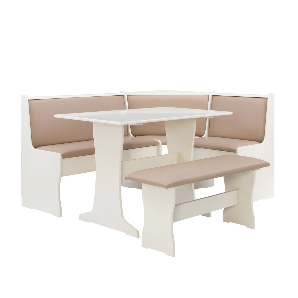 Tan Dining Table and Bench Set with Storage Y58931