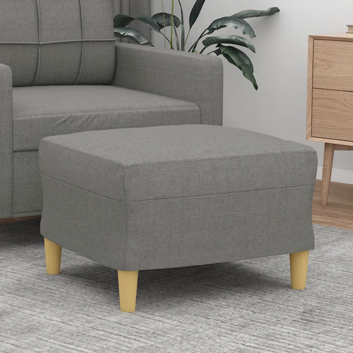Fabric Padded Ottoman with Wood Legs Stool U362