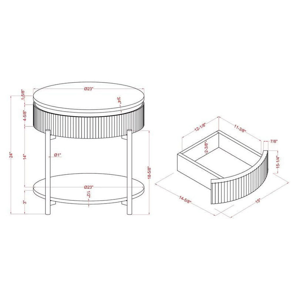 Green and White Wood 1-Drawer End Table Set of 2 Z117
