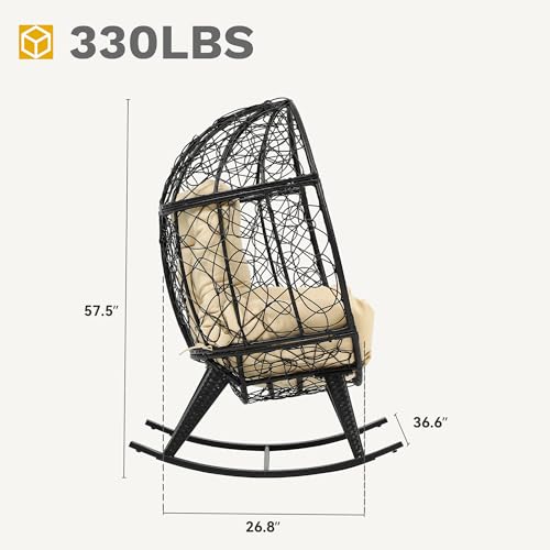 Oversized Light Gray Wicker Rattan Rocking Egg Chair M20152