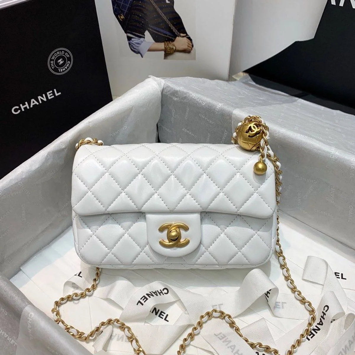 White Flap Bag N22105