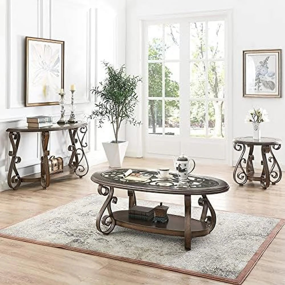 Half Round Console Table with Glass Top and Metal Legs P358829