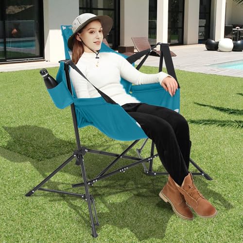 Folding Camping Chair Set of 2 with Stand Blue R70461