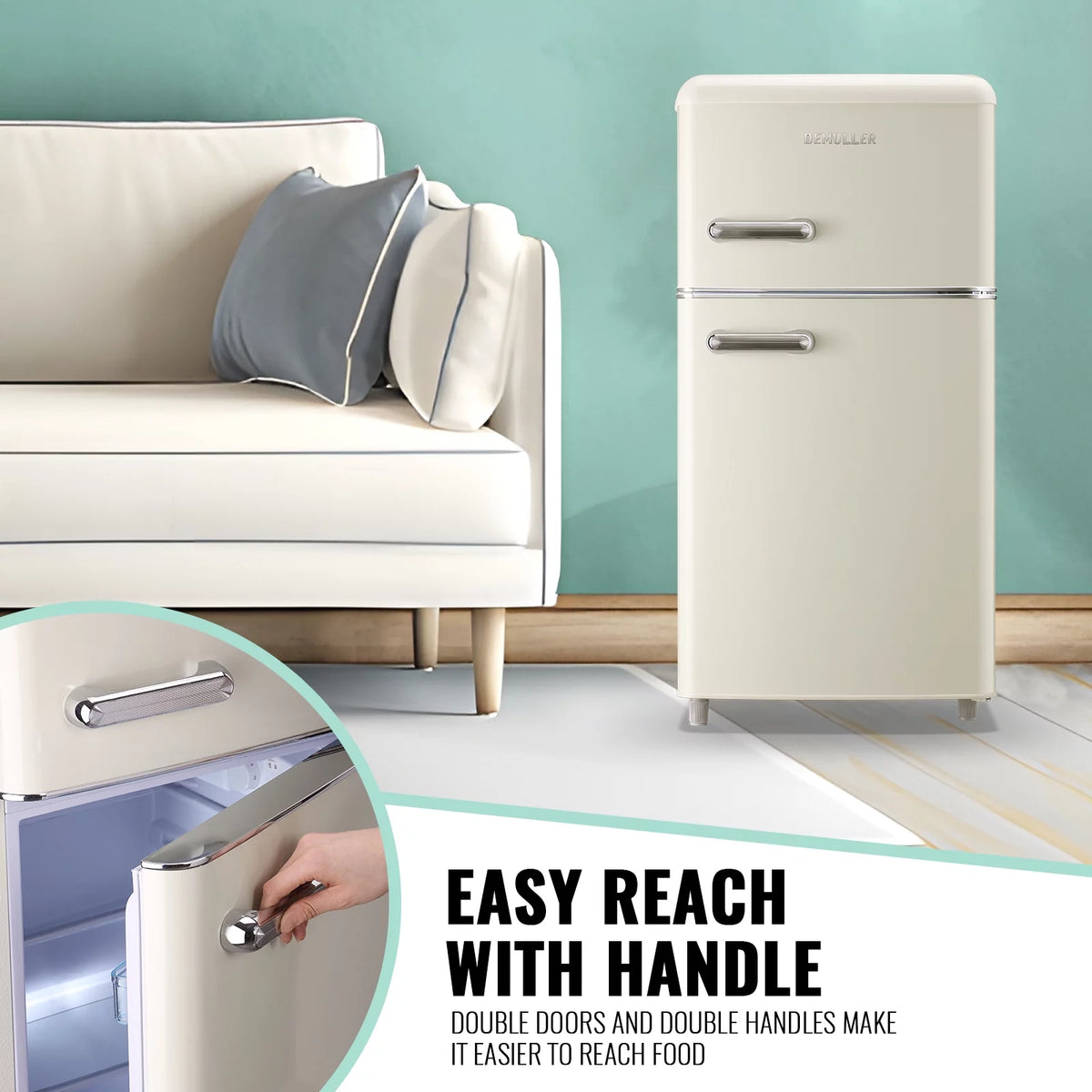 Mini Refrigerator Dual Door Fridge with Handle I6967